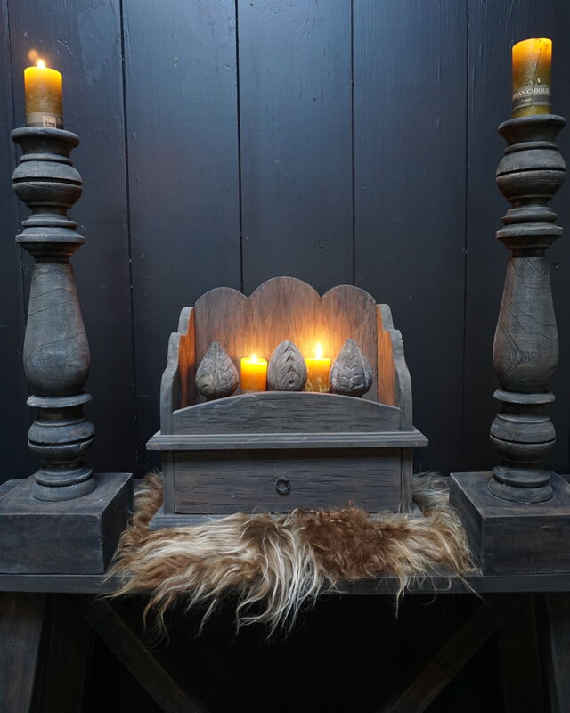 Rene Houtman Gruttersbak Hout Met Kartelrand En Lade 42 cm