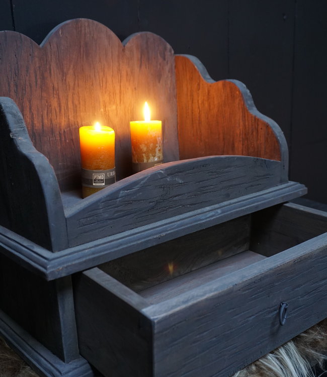 Rene Houtman Gruttersbak Hout Met Kartelrand En Lade 42 cm