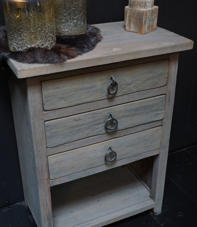 Rene Houtman Ladenkast 3 Lades + Legplank Hout L80 cm