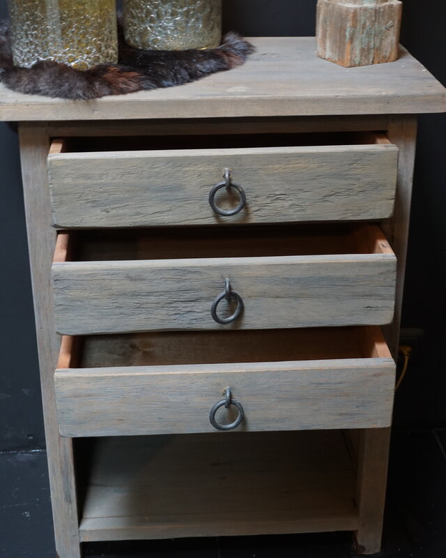 Rene Houtman Ladenkast 3 Lades + Legplank Hout L80 cm
