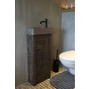 Oud eikenhouten landelijk toiletmeubel + fontein dark grey
