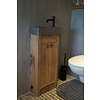 Oud eikenhouten landelijk toiletmeubel + fontein dark grey