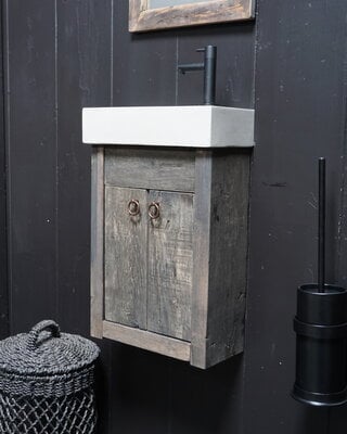 Rene Houtman Toiletmeubel Zwevend Oud Eikenhout