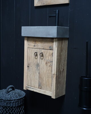 Rene Houtman Toiletmeubel Geschaafd Zwevend Oud Eikenhout
