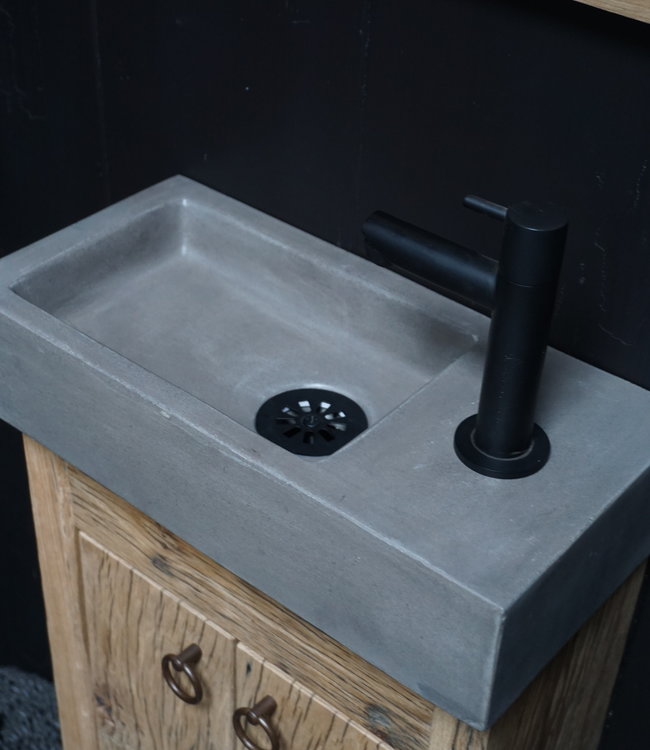 Rene Houtman Toiletmeubel Geschaafd Zwevend Oud Eikenhout - Dark Grey