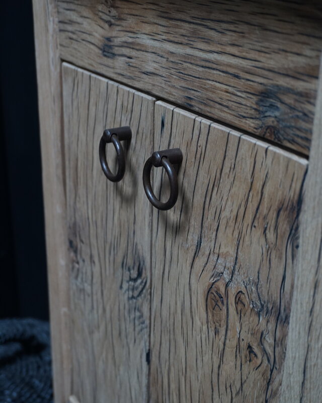 Rene Houtman Toiletmeubel Geschaafd Zwevend Oud Eikenhout - Dark Grey