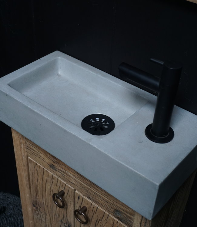 Rene Houtman Toiletmeubel Geschaafd Zwevend Oud Eikenhout - Light Grey