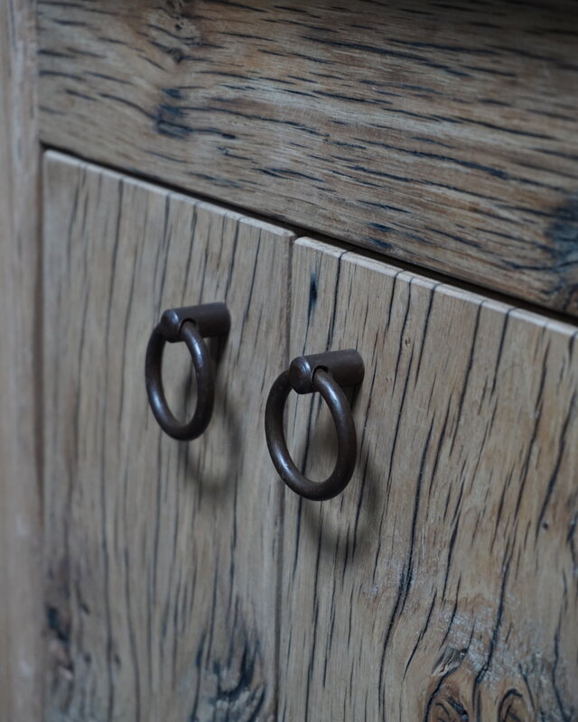 Rene Houtman Toiletmeubel Geschaafd Zwevend Oud Eikenhout - Light Grey