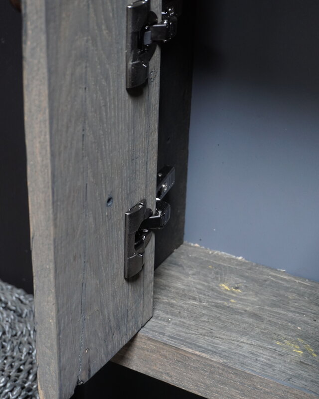 Rene Houtman Toiletmeubel Geschaafd Zwevend Oud Eikenhout - Light Grey