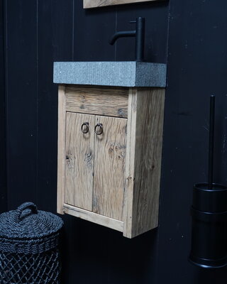 Rene Houtman Toiletmeubel Geschaafd Zwevend Oud Eikenhout