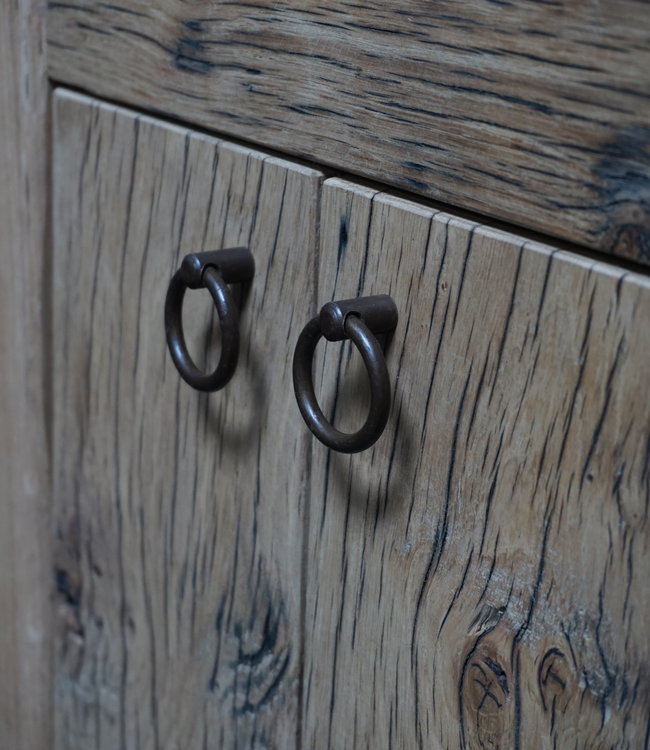 Rene Houtman Toiletmeubel Geschaafd Zwevend Oud Eikenhout - Natuursteen Gefrijnd