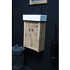 Toiletmeubel Geschaafd Zwevend Oud Eikenhout - Wit Keramiek
