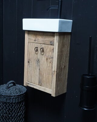 Rene Houtman Toiletmeubel Geschaafd Zwevend Oud Eikenhout