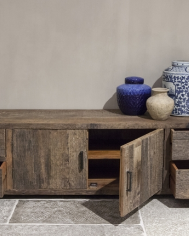 Be-Uniq Tv Dressoir Praag L200xH55xD45 cm Oud Hout