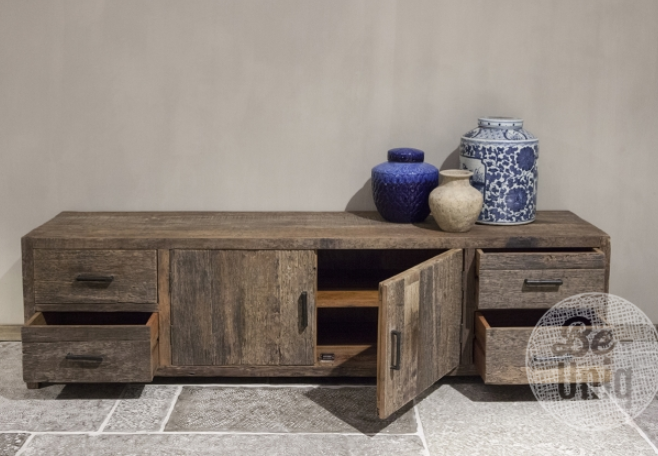 Be-Uniq Tv Dressoir Praag L200xH55xD45 cm Oud Hout