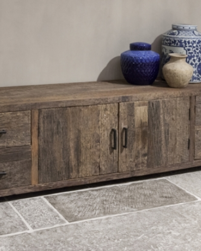Be-Uniq Tv Dressoir Praag L200xH55xD45 cm Oud Hout
