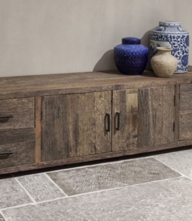 Be-Uniq Tv Dressoir Praag L200xH55xD45 cm Oud Hout