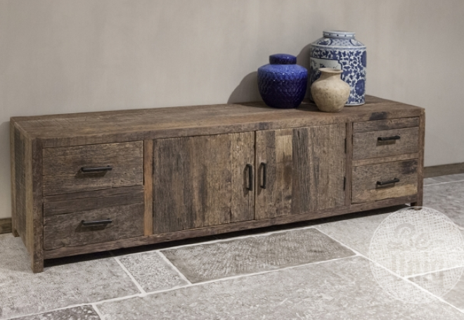 Be-Uniq Tv Dressoir Praag L200xH55xD45 cm Oud Hout