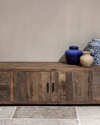 Be-Uniq Tv Dressoir Praag L200xH55xD45 cm Oud Hout