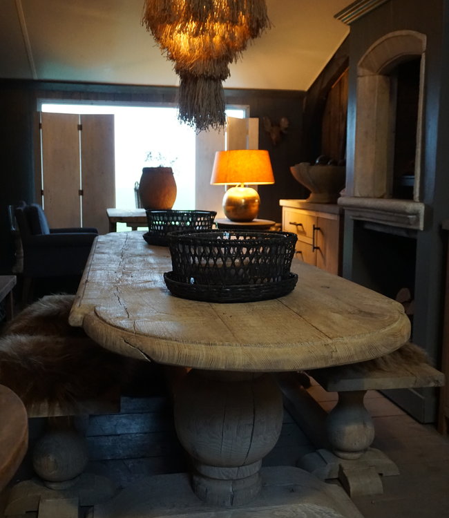 Rene Houtman Kloostertafel Oud Eiken Ovaal - Bolpoot - Kies Maat