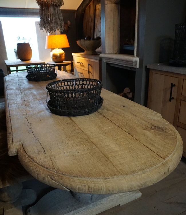 Rene Houtman Kloostertafel Oud Eiken Ovaal - Bolpoot - Kies Maat