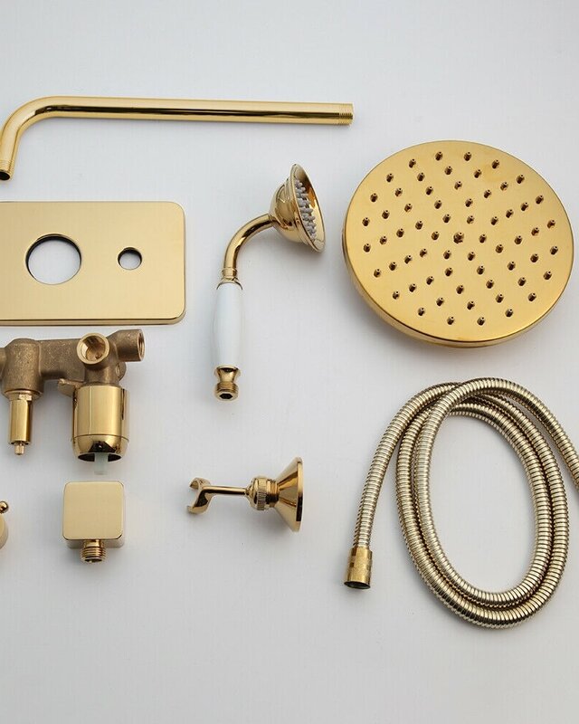 Rene Houtman Nostalgische inbouwdouche met Handdouche - Goud