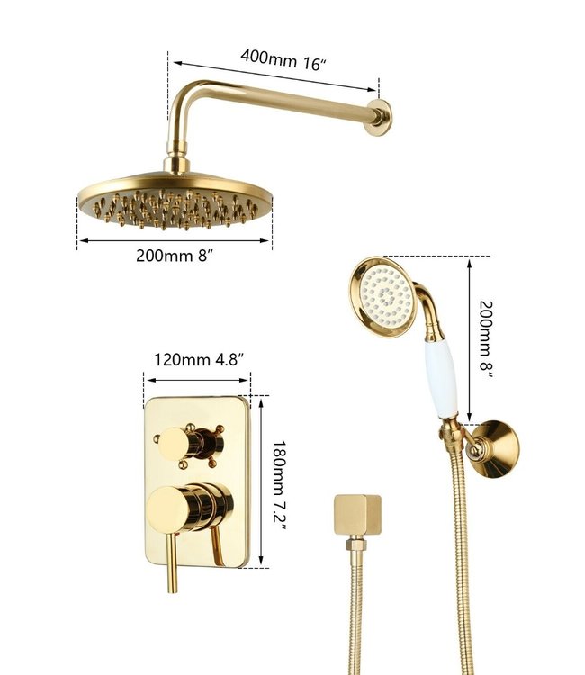 Rene Houtman Nostalgische inbouwdouche met Handdouche - Goud