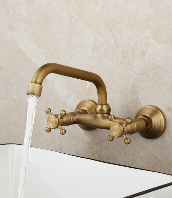 Rene Houtman Bronzen Nostalgische Muurkraan - Met Draaibare Hals