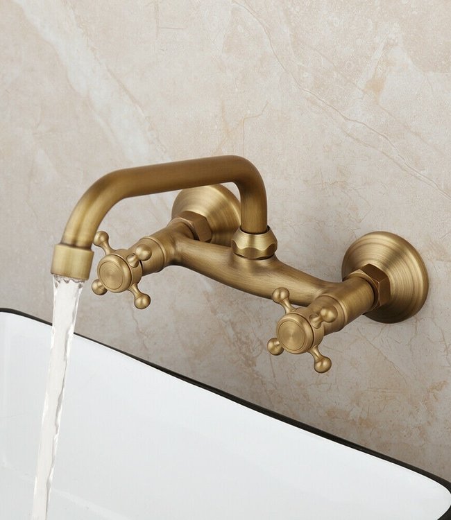 Rene Houtman Bronzen Nostalgische Muurkraan - Met Draaibare Hals