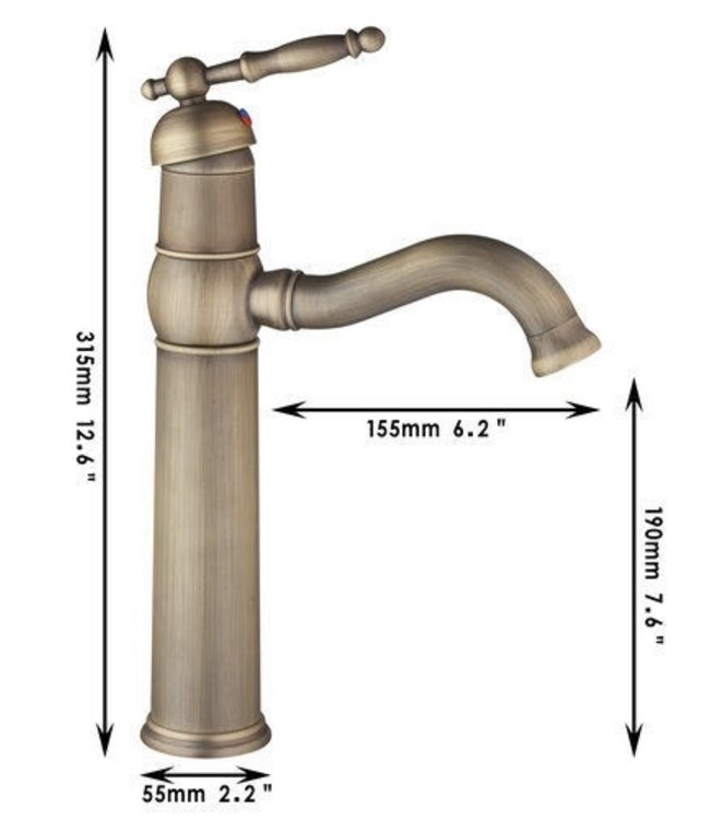 Rene Houtman Klassieke Bronzen Wastafelkraan - H30 cm