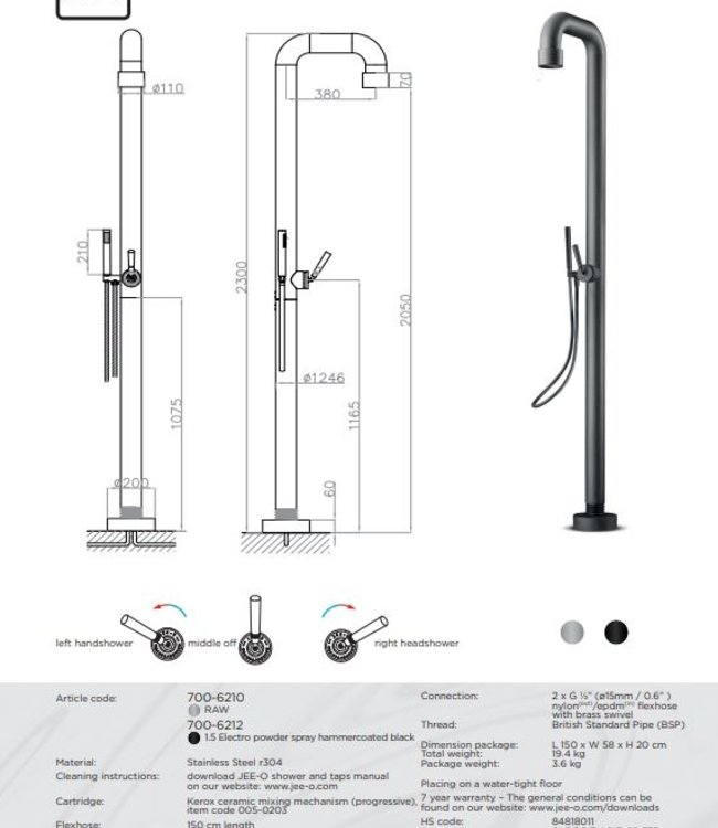 JEE-O SOHO Douche 02 | Met Eengreep-mengkraan en Handdouche