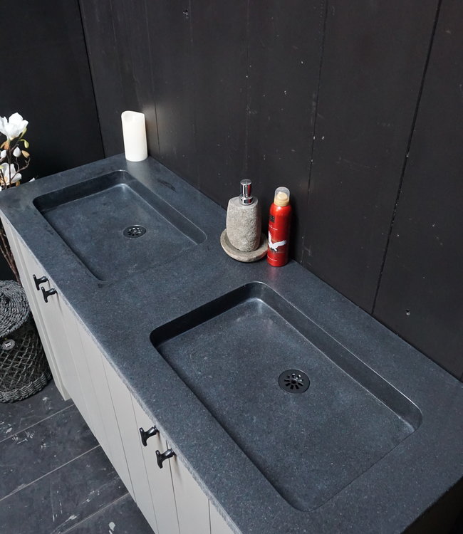 Rene Houtman Badkamermeubel Joris 140 cm - Grijs - Wastafelkast met dubbele wastafel