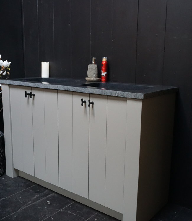 Rene Houtman Badkamermeubel Joris 140 cm - Grijs - Wastafelkast met dubbele wastafel