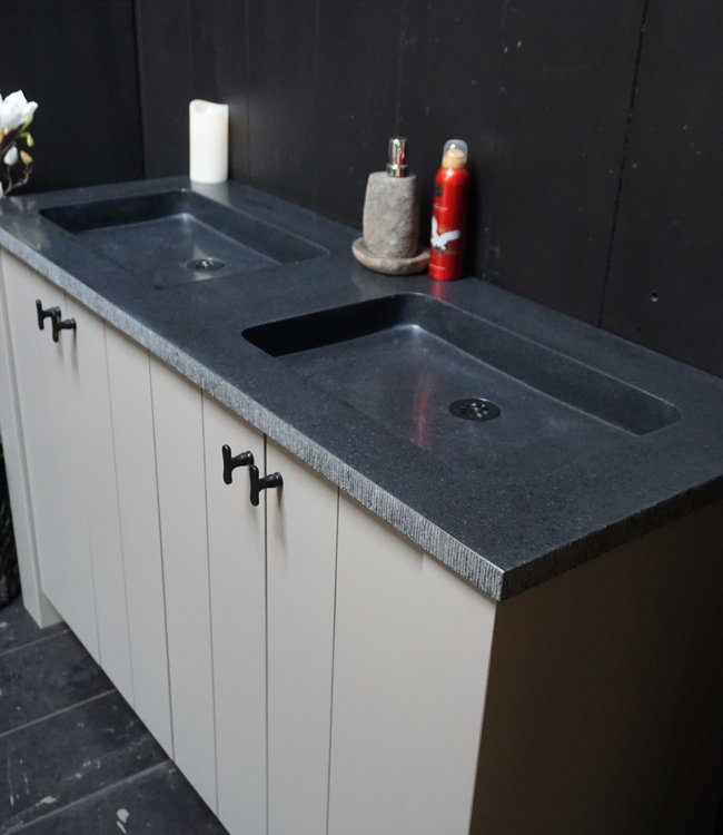 Rene Houtman Badkamermeubel Joris 140 cm - Grijs - Wastafelkast met dubbele wastafel