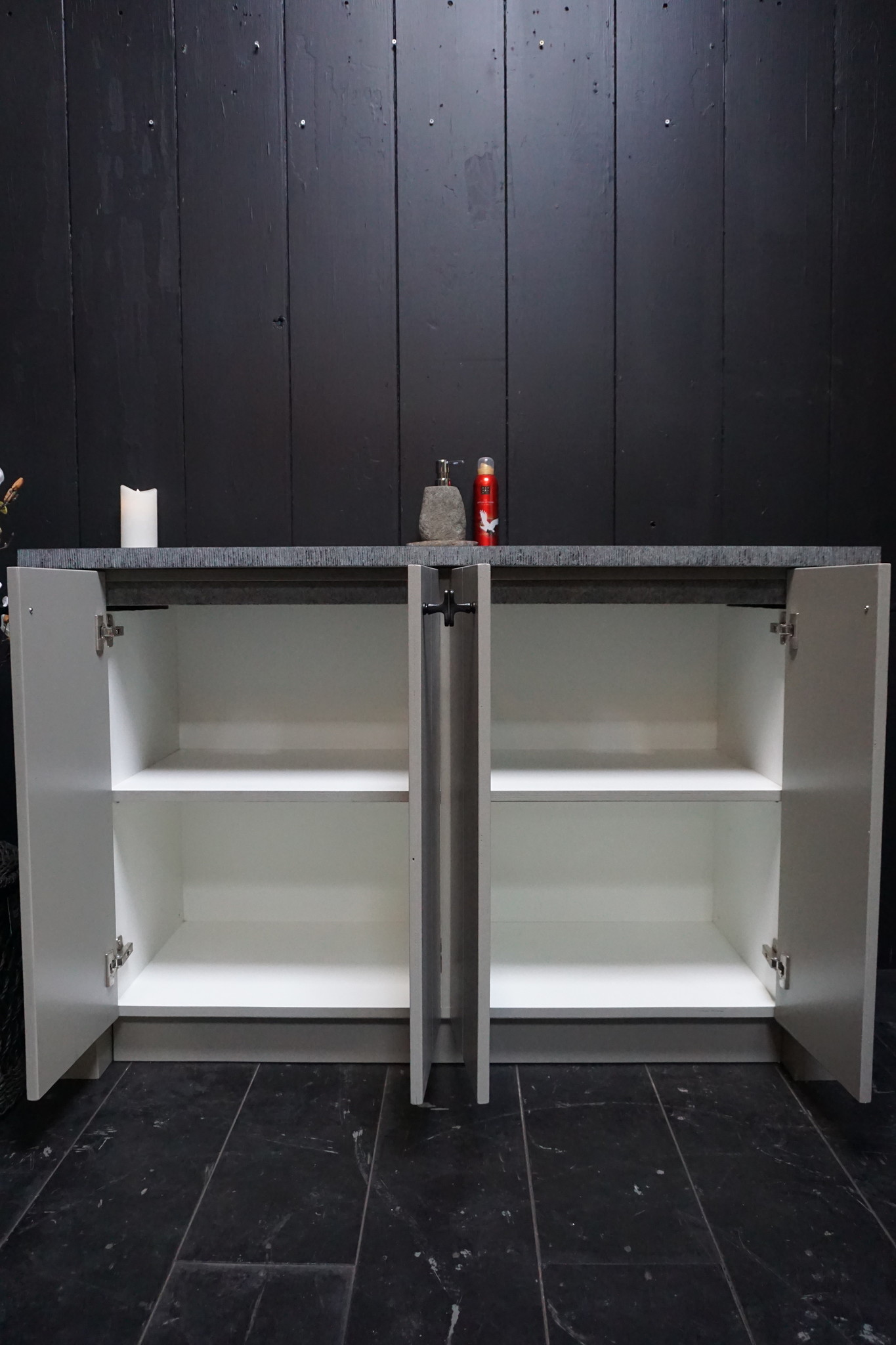 Rene Houtman Badkamermeubel Joris 140 cm - Grijs - Wastafelkast met dubbele wastafel