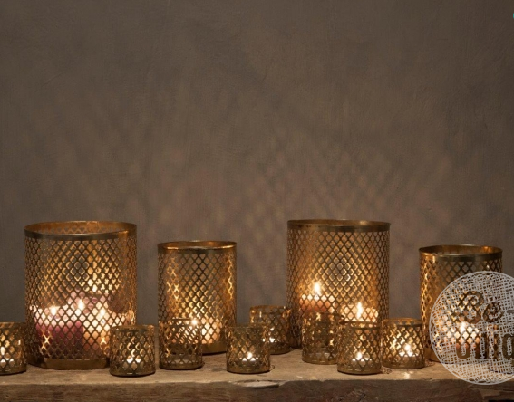 Be-Uniq Metalen Windlicht - Set van 2