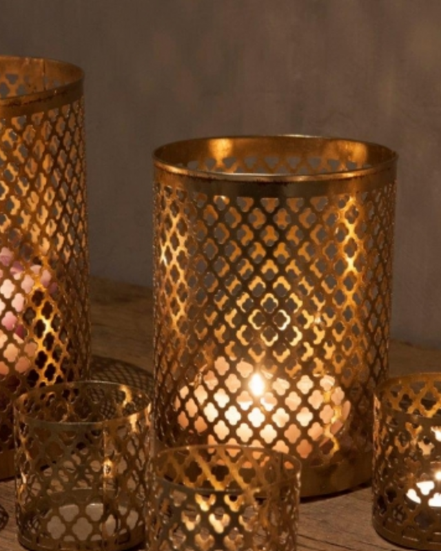 Be-Uniq Metalen Windlicht - Set van 2