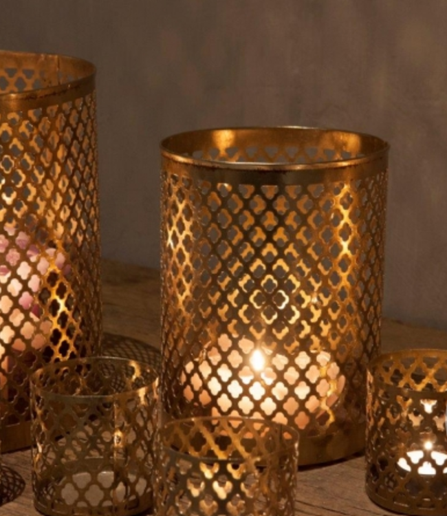 Be-Uniq Metalen Windlicht - Set van 2