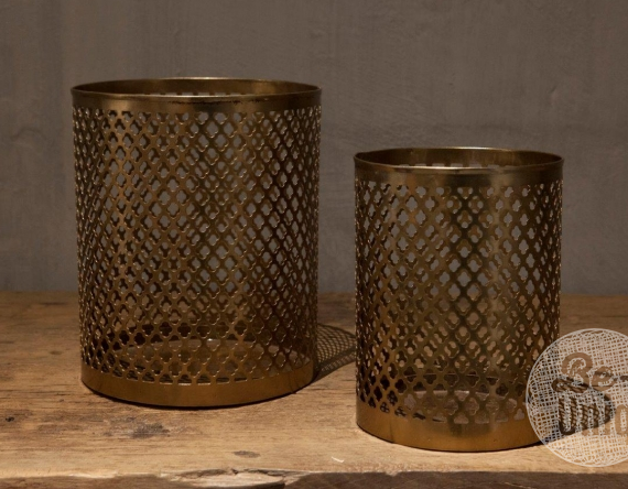 Be-Uniq Metalen Windlicht - Set van 2