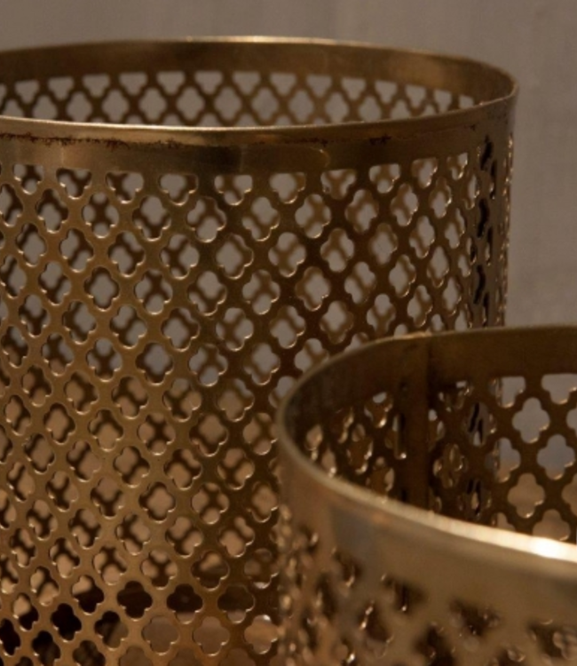 Be-Uniq Metalen Windlicht - Set van 2