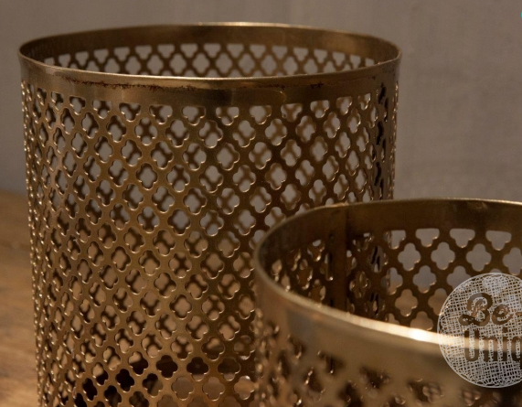 Be-Uniq Metalen Windlicht - Set van 2