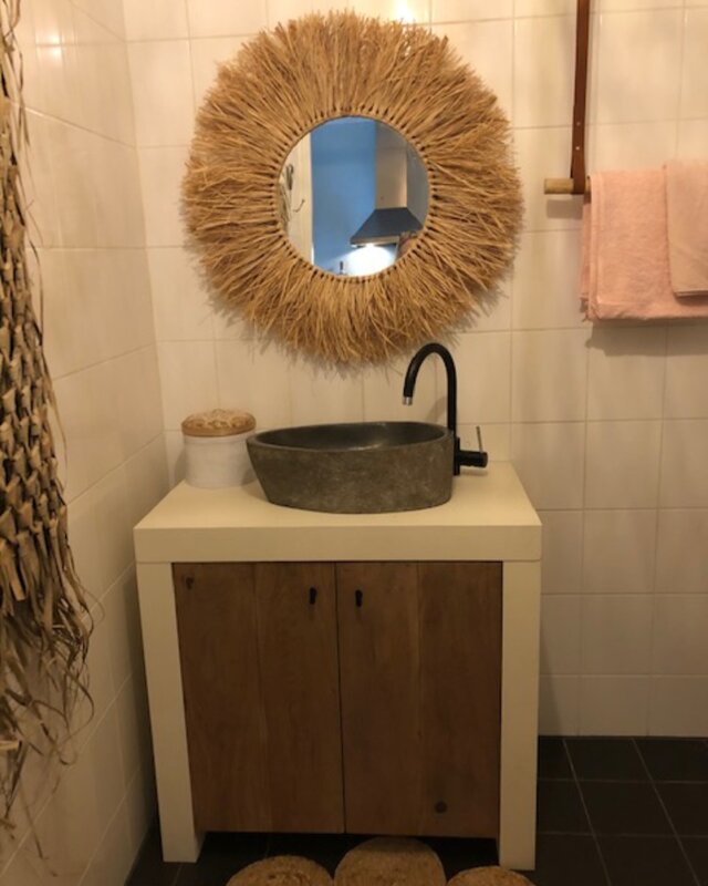 Rene Houtman Badkamermeubel 90 cm Ibiza Wit Met Houten Deurtjes