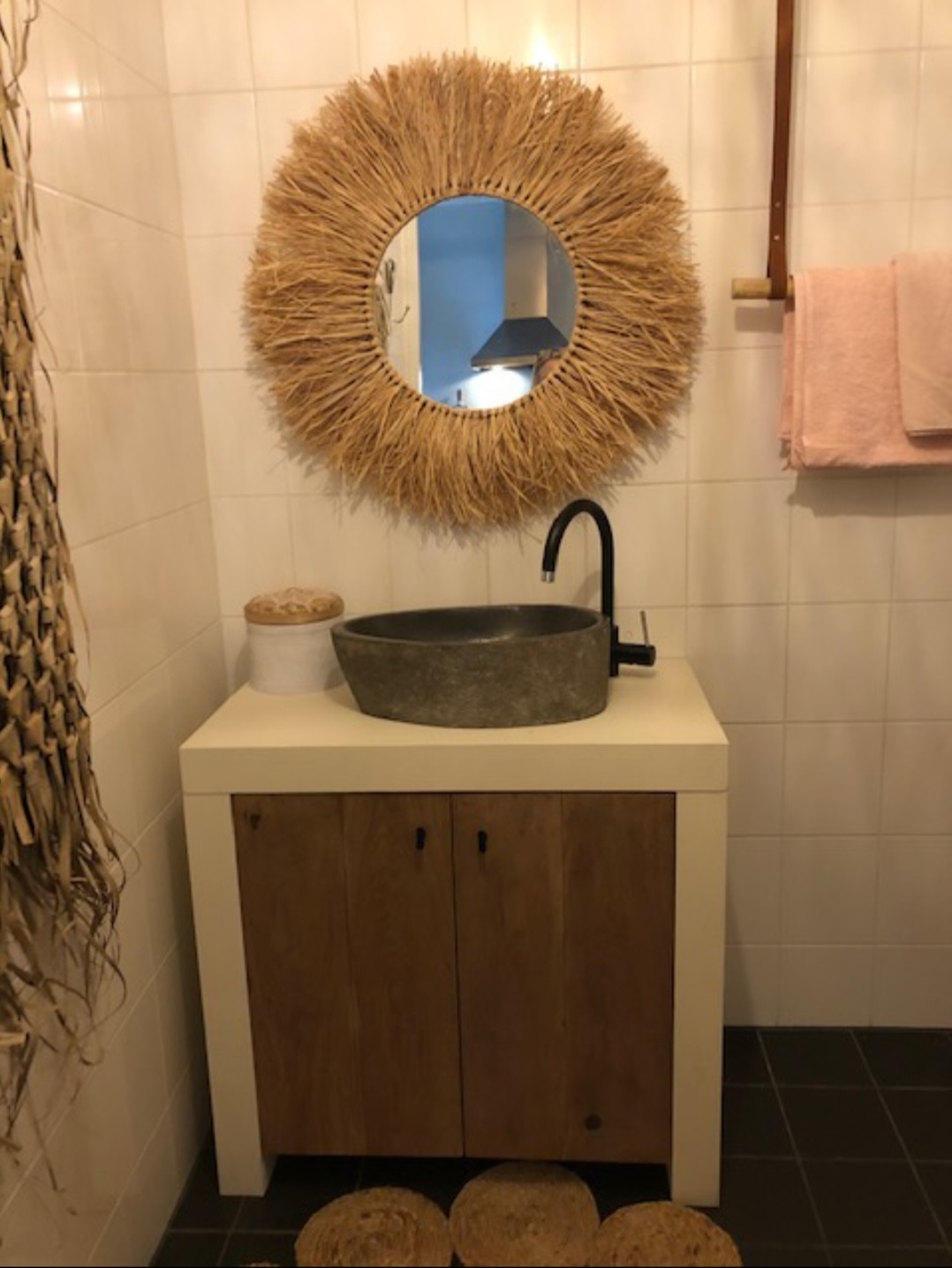 Rene Houtman Badkamermeubel 90 cm Ibiza Wit Met Houten Deurtjes