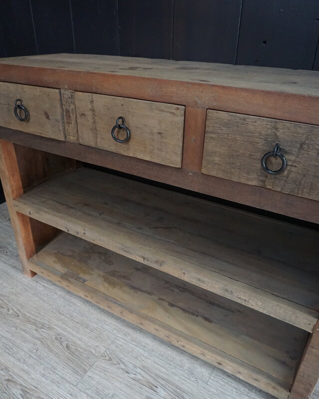 Rene Houtman Sidetable Oud Teak 3-lades L120 x D41 x H90 cm