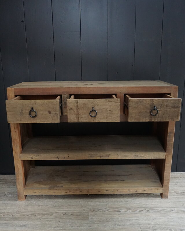 Rene Houtman Sidetable Oud Teak 3-lades L120 x D41 x H90 cm