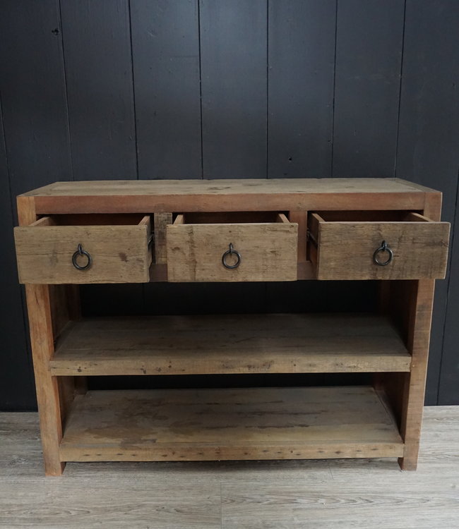 Rene Houtman Sidetable Oud Teak 3-lades L120 x D41 x H90 cm