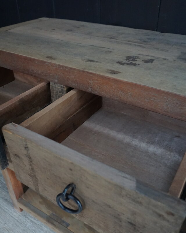 Rene Houtman Sidetable Oud Teak 3-lades L120 x D41 x H90 cm