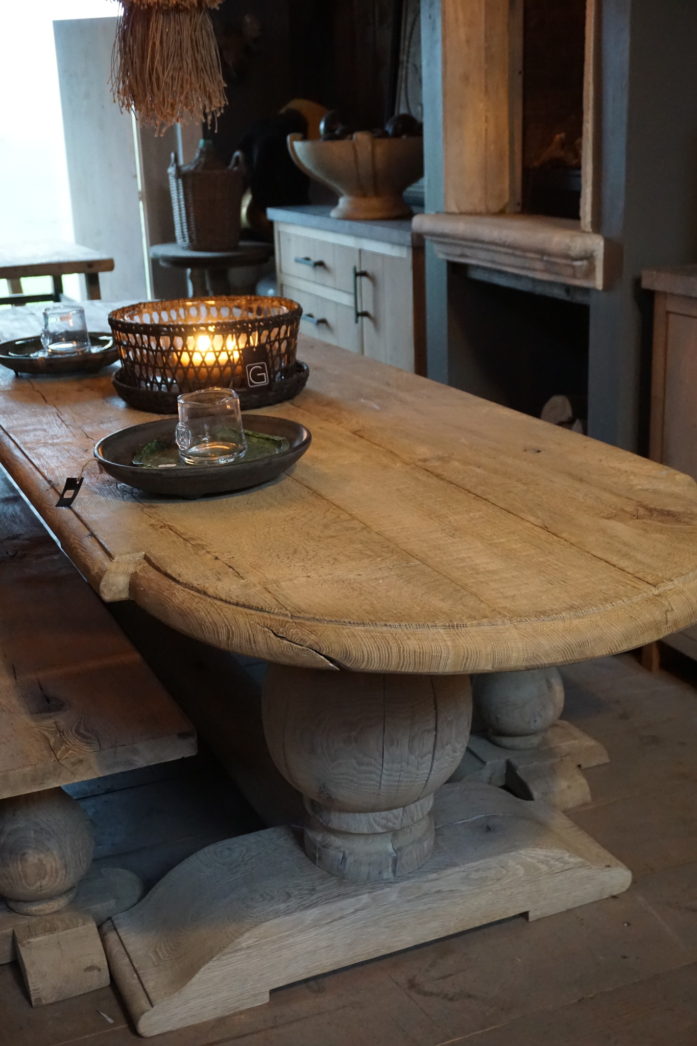 Rene Houtman Kloostertafel Oud Eiken Ovaal - Bolpoot - Kies Maat