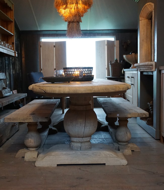 Rene Houtman Kloostertafel Oud Eiken Ovaal - Bolpoot - Kies Maat