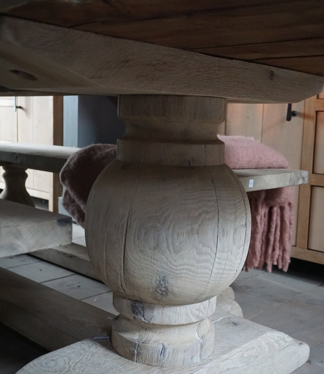 Rene Houtman Kloostertafel Oud Eiken Ovaal - Bolpoot - Kies Maat